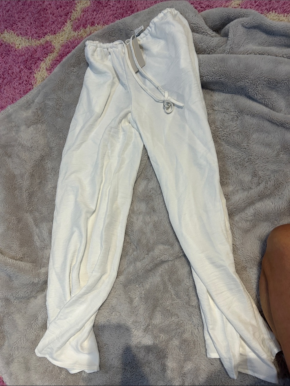 Kids White Drawstring Lounge Pants